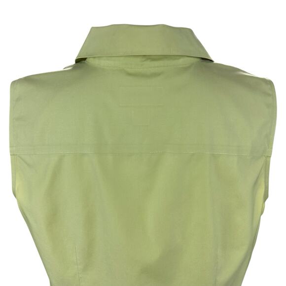 Talbots Top Women Sz 12 Lime Green Sleeveless Wrinkle Resistant Button Up Blouse - Picture 6 of 11